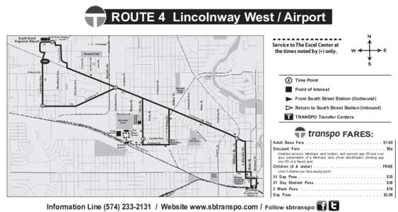 ROUTE 4 Lincolnway West / Airport N South Shore Station  South Bend
