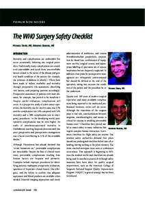 PRIMUM NON NOCERE  The WHO Surgery Safety Checklist Michael Stark, MD, Henning Baberg, MD  INTRODUCTION