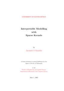 UNIVERSITY OF SOUTHAMPTON  Interpretable Modelling with Sparse Kernels