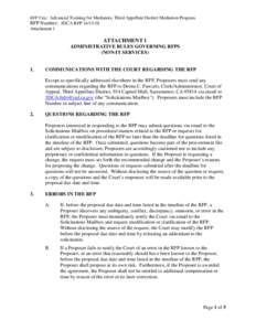 RFP Title: Advanced Training for Mediators, Third Appellate District Mediation Program  RFP Number: 3DCA RFP[removed]Attachment 1  ATTACHMENT 1