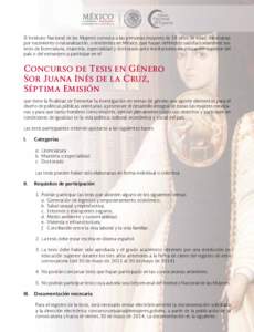 Concurso 2014 de tesis en género  Sor Juana Inés de la Cruz