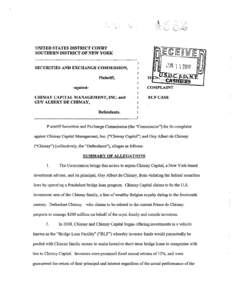 SEC Complaint: Chimay Capital Management, Inc. and Guy Albert de Chimay