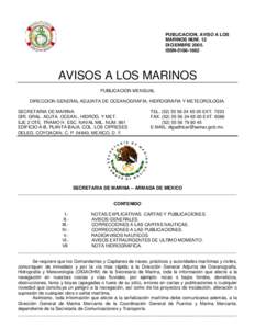 PUBLICACION, AVISO A LOS MARINOS NUM. 12 DICIEMBREISSNAVISOS A LOS MARINOS