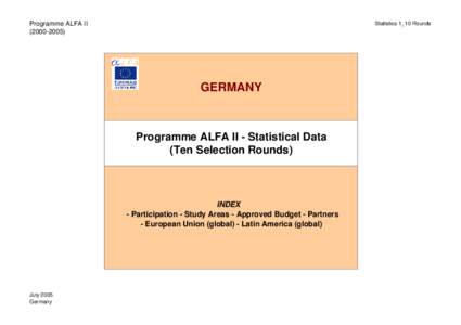 Programme ALFA II[removed]Statistics 1_10 Rounds  GERMANY