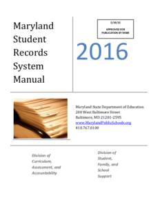 Maryland Student Records System Manual