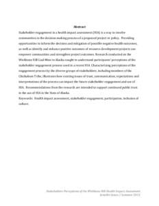 Microsoft Word - Jennifer Jones – Stakeholders Perceptions of the Wishbone Hill Health Impact Assessment.docx