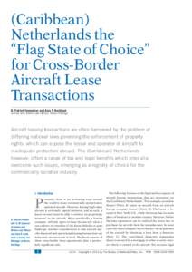 (Caribbean) Netherlands the ‘‘Flag State of Choice’’ for Cross-Border Aircraft Lease Transactions
