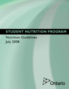 STUDENT NUTRITION PROGRAM  Nutrition Guidelines July[removed]