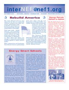 interNEF @ nef 1.org OCTOBER 2001 •  NATIONAL ENERGY FOUNDATION • ACADEMY PROGRAMS NEWSLETTER