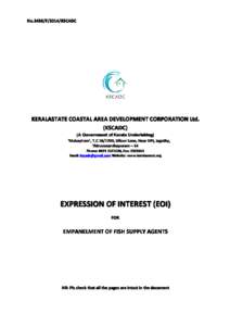 No.3456/F/2014/KSCADC  KERALASTATE COASTAL AREA DEVELOPMENT CORPORATION Ltd. (KSCADC) (A Government of Kerala Undertaking) ‘Makayiram
