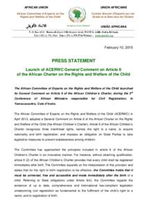 AFRICAN UNION  UNION AFRICAINE African Committee of Experts on the Rights and Welfare of the Child