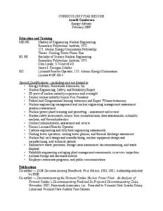 [removed]Curriculum Vitae Resume for Arnold Gundersen.