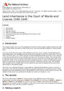 Ward / Law / Humanities / Court of Wards and Liveries / Dissolution of the Monasteries / Tenant-in-chief