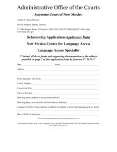Administrative Office of the Courts Supreme Court of New Mexico Arthur W. Pepin, Director Patrick Simpson, Deputy Director 237 Don Gaspar, Room 25 Santa Fe, NM4824 (fax) www.nmcourts.gov