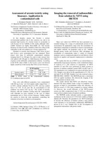 Goldschmidt Conference Abstracts  Assessment of arsenic toxicity using bioassays. Application in contaminated soils