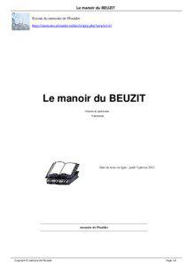 Le manoir du BEUZIT Extrait du memoire de Plouider http://memoire.plouider.infini.fr/spip.php?article141