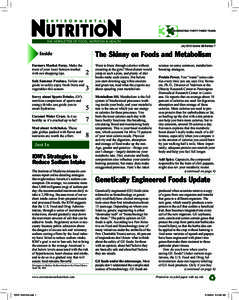 July 2010 Volume 33 Number 7  The Skinny on Foods and Metabolism Inside Farmers Market Foray. Make the
