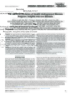 ©American College of Medical Genetics  original research article The National Institutes of Health Undiagnosed Diseases Program: insights into rare diseases