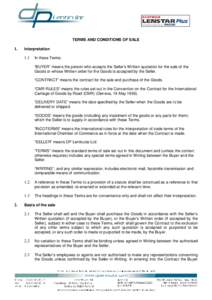 TERMS AND CONDITIONS OF SALE  1. Interpretation