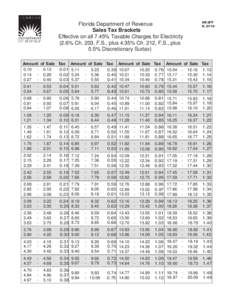 DR-2FF N[removed]Florida Department of Revenue Sales Tax Brackets Effective on all 7.45% Taxable Charges for Electricity