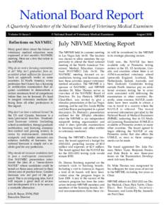 National Board Report A Quarterly Newsletter of the National Board of Veterinary Medical Examiners Volume 15 Issue 3 © National Board of Veterinary Medical Examiners