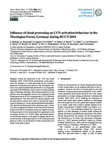 Atmos. Chem. Phys., 14, 7859–7868, 2014 www.atmos-chem-phys.netdoi:acp © Author(sCC Attribution 3.0 License.  Influence of cloud processing on CCN activation behaviour in th