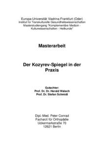 Europa-Universität Viadrina Frankfurt (Oder) Institut für Transkulturelle Gesundheitswissenschaften Masterstudiengang 