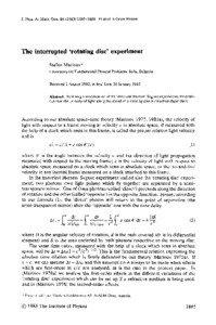 J. Phys. A: Math. Gen[removed]1888. Printed in Great Britain  The interrupted ‘rotating disc’ experiment