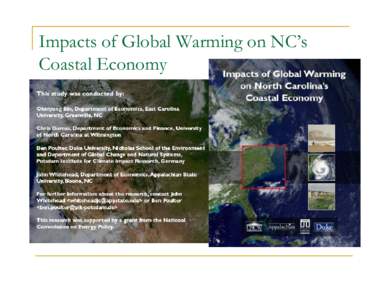 Impacts of Global Warming on NC’s Coastal Economy Problem 
