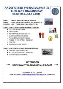 FLYER - COAST GUARD STATION CASTLE HILL AUXILIARY TRAINING DAY_2_