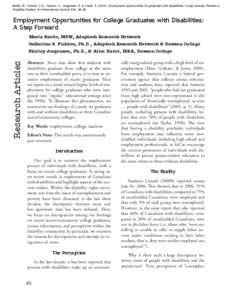 Barile, M., Fichten, C.S., Ferraro, V., Jorgensen, S. & Havel, A[removed]Employment opportunities for graduates with disabilities: A step forward. Review of Disability Studies: An International Journal, 8(4), [removed]Emp