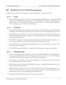 Kommissionsreglemente  III III. Reglement der BAM-Kommission