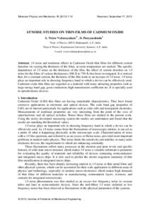 Materials Physics and MechanicsReceived: September 17, f NOISE STUDIES ON THIN FILMS OF CADMIUM OXIDE S. Victor Vedanayakam1*, D. Punyaseshudu2