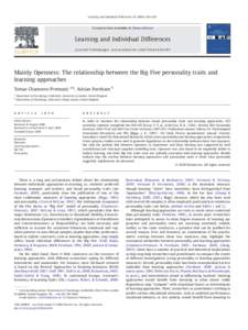 Mainly Openness: The relationship between the Big Five personality traits and learning approaches