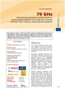 ICT FOR TRANSPORT  79 GHz International automotive 79 GHz frequency harmonisation initiative and worldwide operating