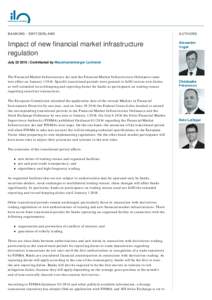BANKING - SWITZERLAND  AUTHORS Impact of new financial market infrastructure regulation