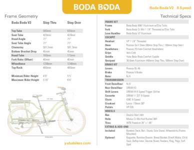 Boda Boda V2 8 Speed  Frame Geometry Technical Specs