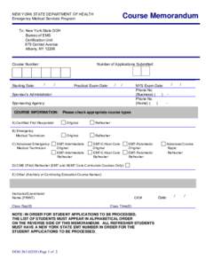 Course Memorandum Form DOH-263