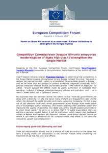 European Competition Forum - panel on State Aid control - press note