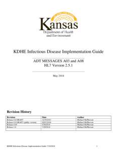 KDHE Infectious Disease Implementation Guide ____________________________________________________ ADT MESSAGES A03 and A08 HL7 Version[removed]____________________________________________________