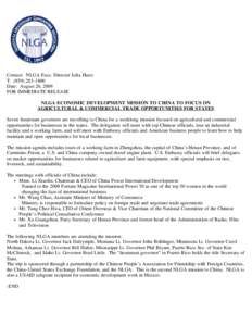  Contact:  NLGA Exec. Director Julia Hurst T:  ([removed]Date:  August 20, 2009 FOR IMMEDIATE RELEASE  