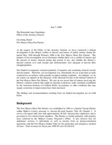 June 7, 2000 The Honorable Janet Napolitano Office of the Attorney General Governing Board Fort Mojave Mesa Fire District