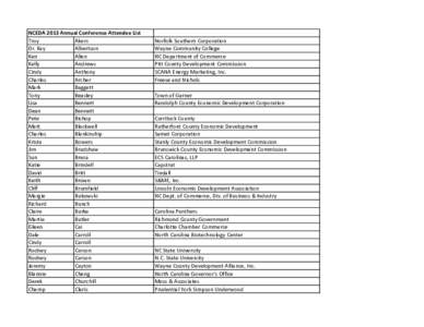 NCEDA 2013 Annual Conference Attendee List_Final.xlsx
