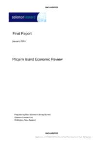 UNCLASSIFIED  Final Report January[removed]Pitcairn Island Economic Review
