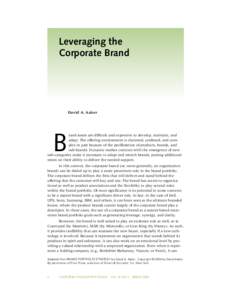 Leveraging the Corporate Brand David A. Aaker  B