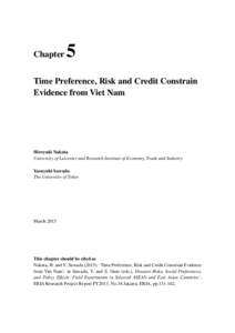 Chapter  5 Time Preference, Risk and Credit Constrain Evidence from Viet Nam