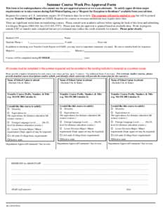 USC Transfer Course Work Pre-Approval Form