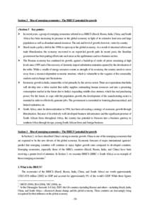 Section 3 Rise of emerging economies – The BRICS’ potential for growth <Section 3 Key points> ¾ In recent years, a group of emerging economies referred to as BRICS (Brazil, Russia, India, China, and South Africa) ha