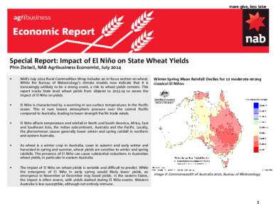 Oceanography / Physical oceanography / Tropical meteorology / El Niño-Southern Oscillation / National Australia Bank / Wheat / Sea surface temperature / Australia / Rain / Atmospheric sciences / Meteorology / Earth