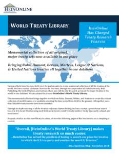 WORLD TREATY LIBRARY  HeinOnline Has Changed Treaty Research FOREVER